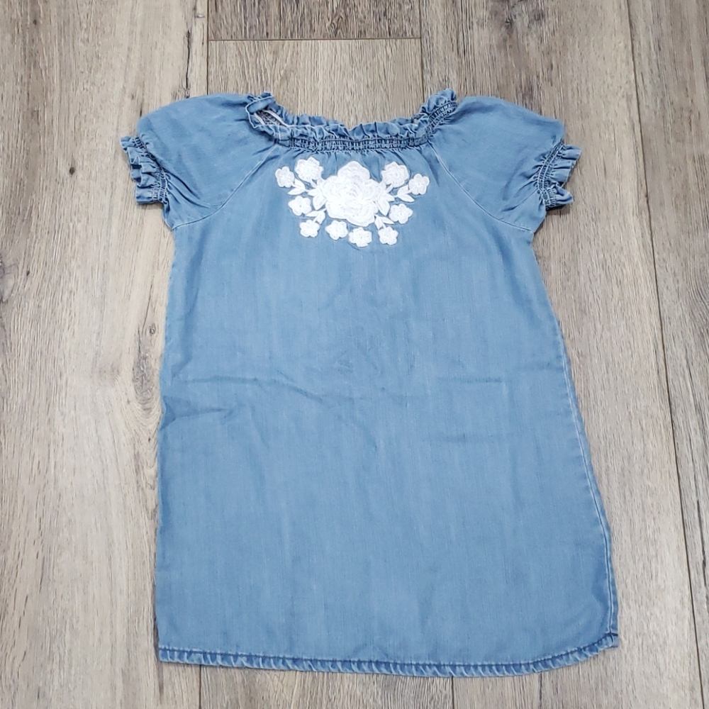 Janie and Jack Embroidered Chambray Dress